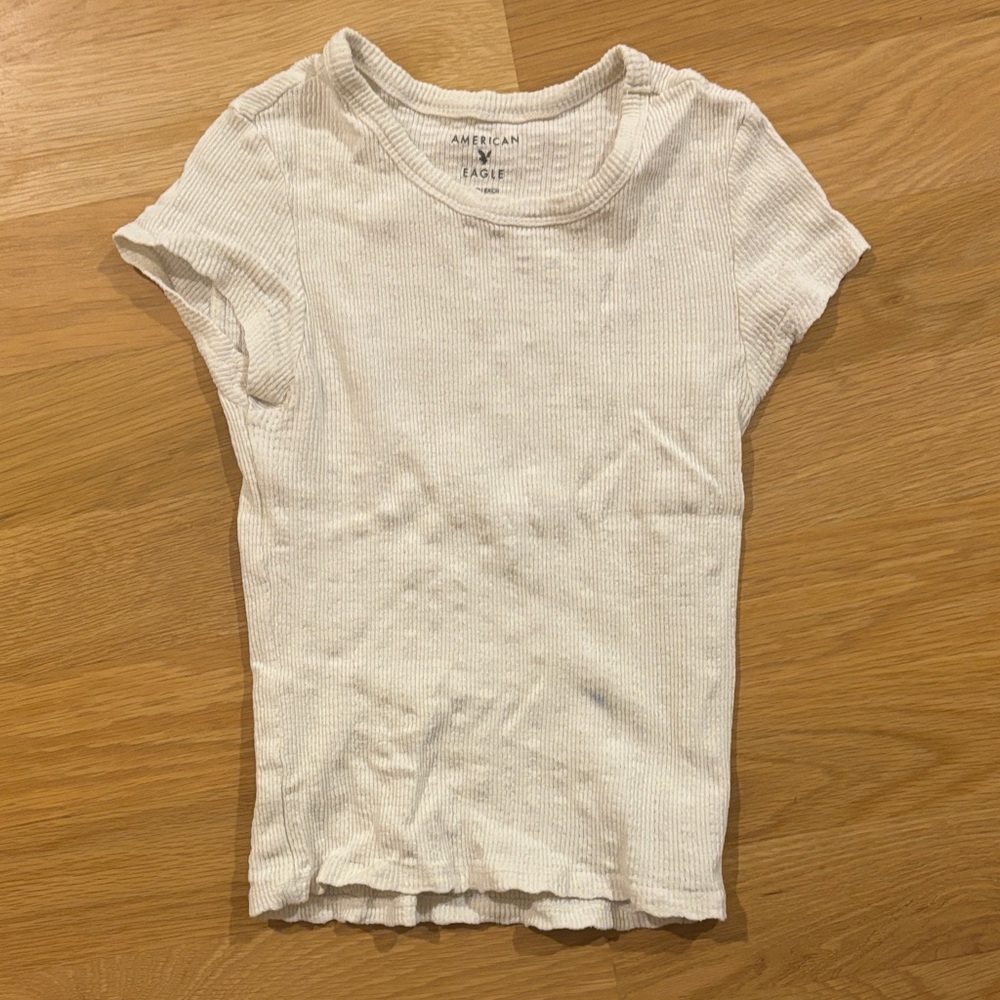 American Eagle Off-White Ribbed Top